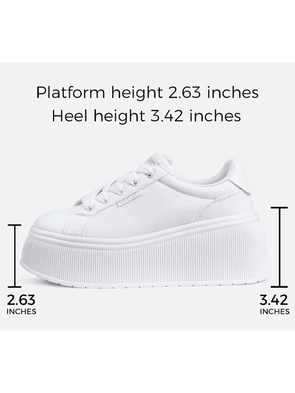 🆕LUCKY STEP Women's All White Platform Wedge Canvas Sneakers Walking Shoes